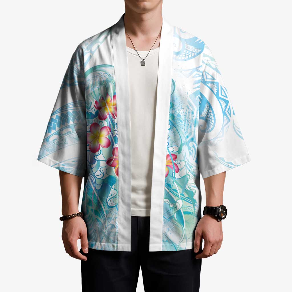 Sea Blue Polynesian Jellyfish Kimono Watercolor Glows - Polynesian Pride