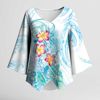 Sea Blue Polynesian Jellyfish Kimono Sleeve Blouse Watercolor Glows - Polynesian Pride