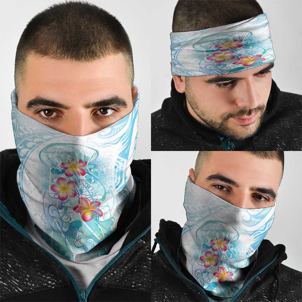 Sea Blue Polynesian Jellyfish Neck Gaiter Watercolor Glows - Polynesian Pride