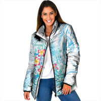 Sea Blue Polynesian Jellyfish Padded Jacket Watercolor Glows - Polynesian Pride