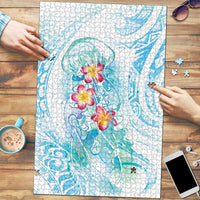 Sea Blue Polynesian Jellyfish Puzzle Watercolor Glows - Polynesian Pride