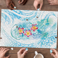 Sea Blue Polynesian Jellyfish Puzzle Watercolor Glows - Polynesian Pride