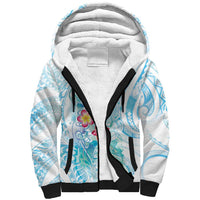 Sea Blue Polynesian Jellyfish Sherpa Hoodie Watercolor Glows - Polynesian Pride