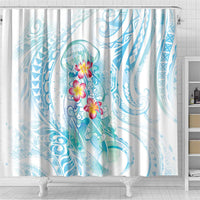 Sea Blue Polynesian Jellyfish Shower Curtain Watercolor Glows - Polynesian Pride