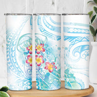 Sea Blue Polynesian Jellyfish Skinny Tumbler Watercolor Glows - Polynesian Pride