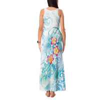 Sea Blue Polynesian Jellyfish Tank Maxi Dress Watercolor Glows - Polynesian Pride