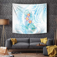 Sea Blue Polynesian Jellyfish Tapestry Watercolor Glows - Polynesian Pride
