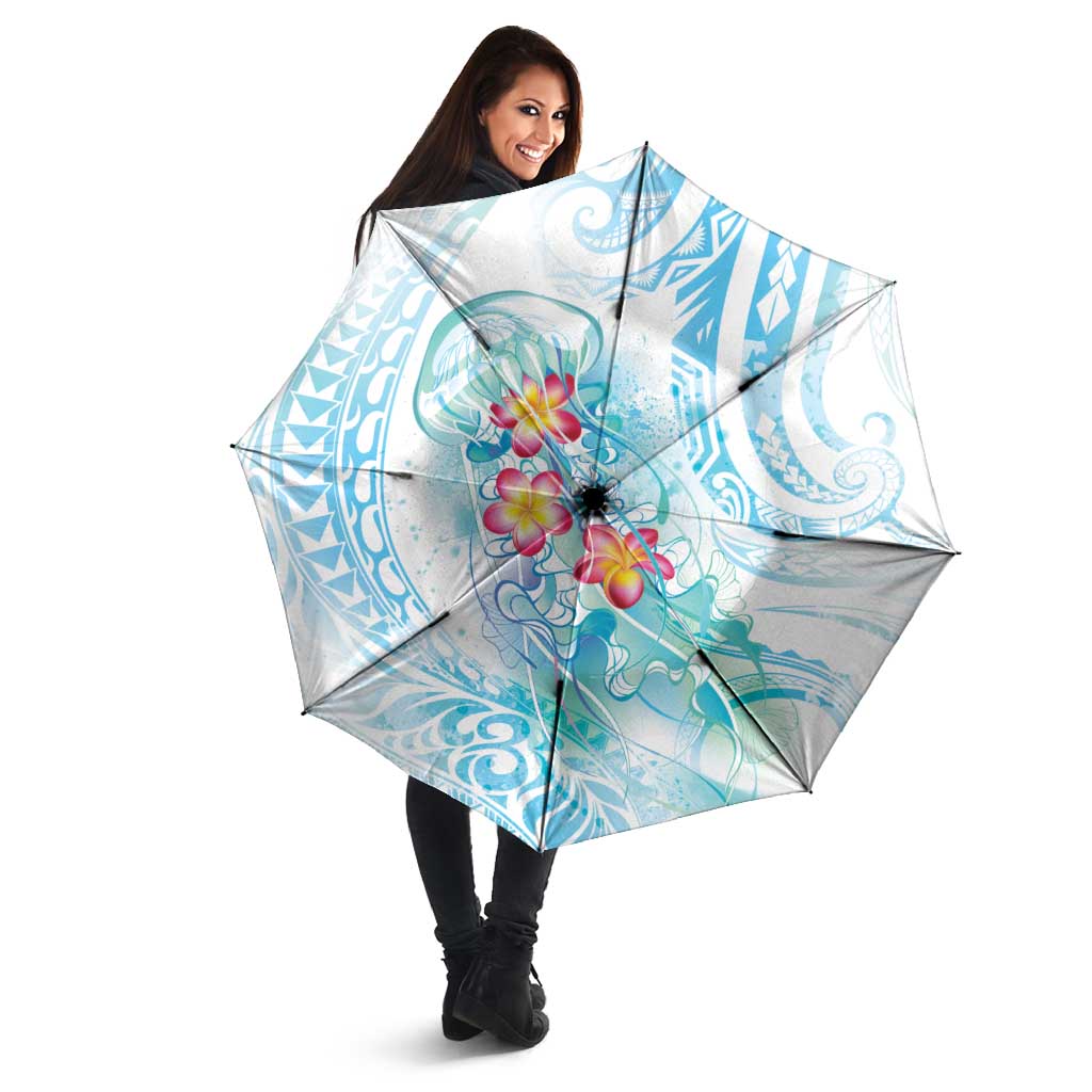 Sea Blue Polynesian Jellyfish Umbrella Watercolor Glows - Polynesian Pride