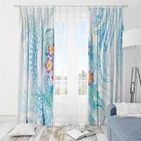 Sea Blue Polynesian Jellyfish Window Curtain Watercolor Glows - Polynesian Pride