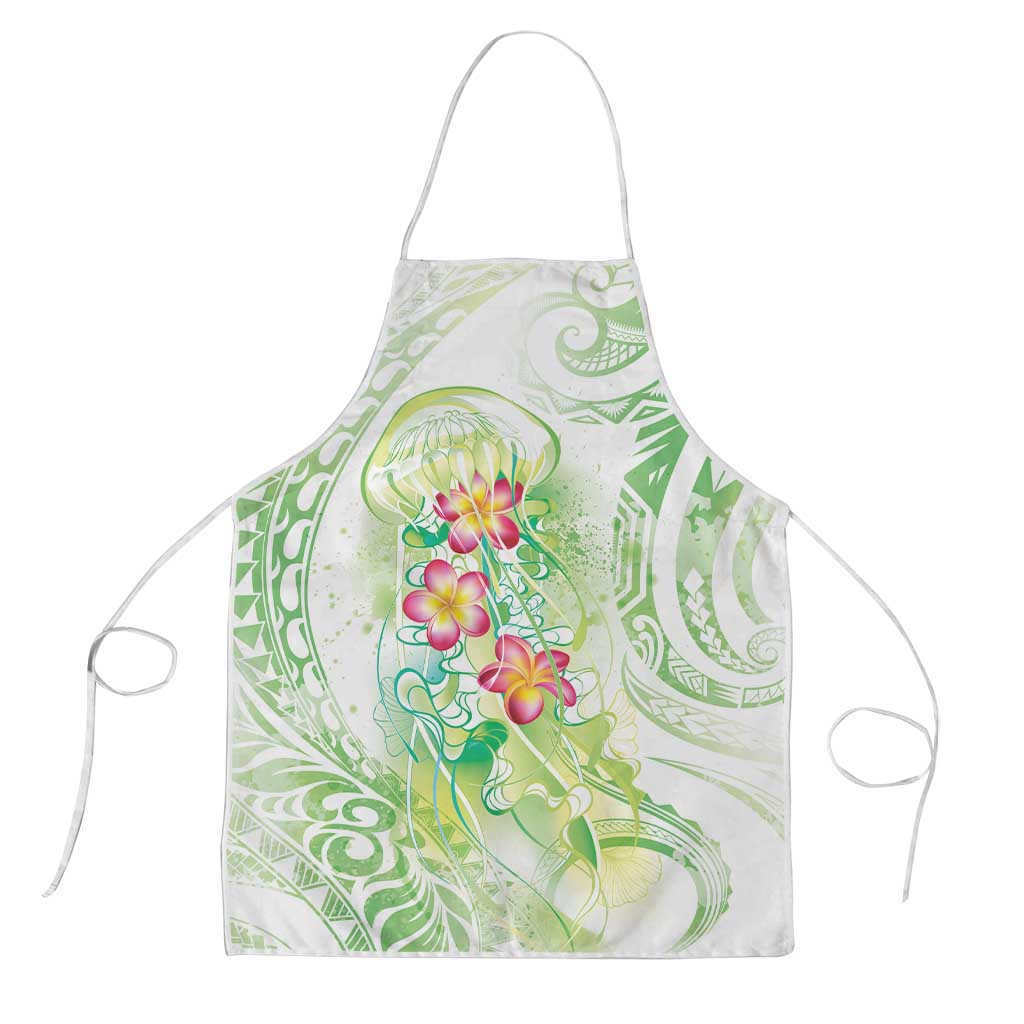Summer Green Polynesian Jellyfish Apron Watercolor Glows - Polynesian Pride
