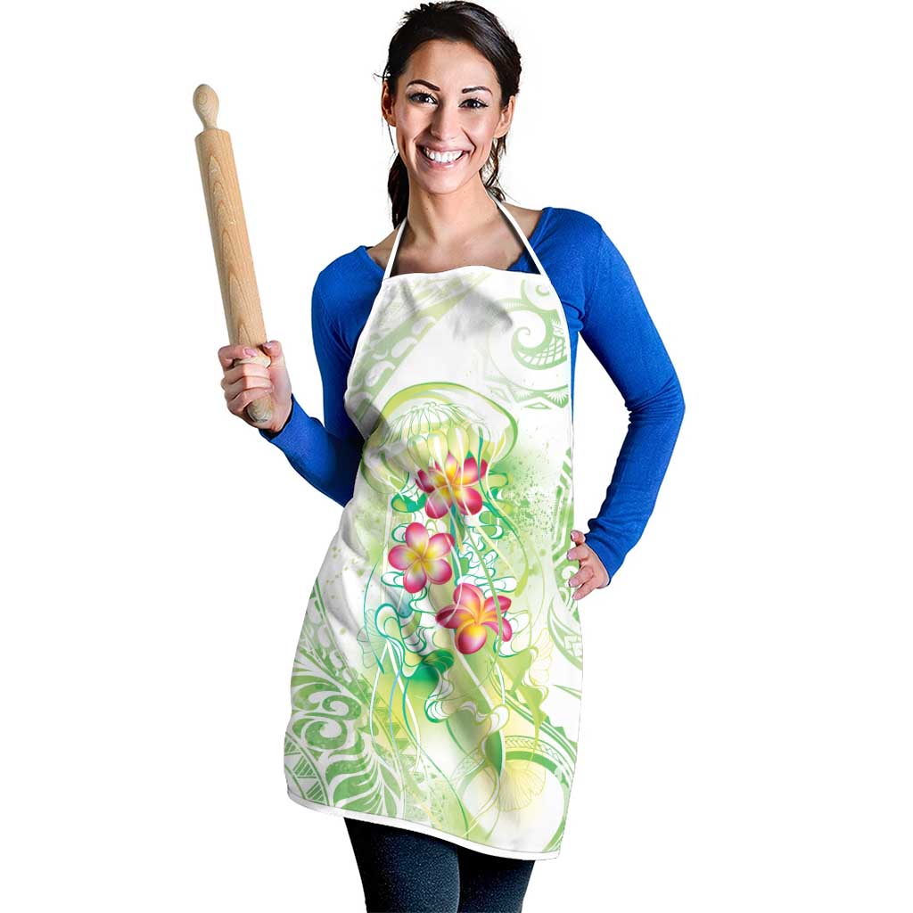 Summer Green Polynesian Jellyfish Apron Watercolor Glows - Polynesian Pride