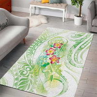 Summer Green Polynesian Jellyfish Area Rug Watercolor Glows - Polynesian Pride