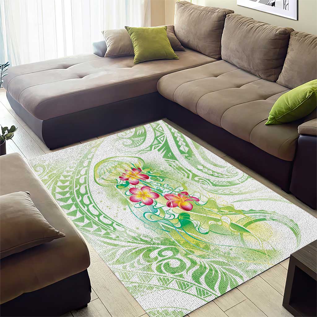 Summer Green Polynesian Jellyfish Area Rug Watercolor Glows - Polynesian Pride