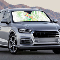 Summer Green Polynesian Jellyfish Auto Sun Shade Watercolor Glows - Polynesian Pride