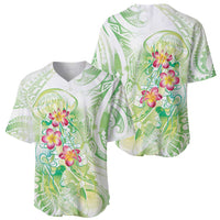 Summer Green Polynesian Jellyfish Baseball Jersey Watercolor Glows - Polynesian Pride