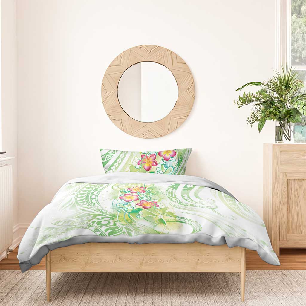 Summer Green Polynesian Jellyfish Bedding Set Watercolor Glows - Polynesian Pride