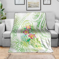 Summer Green Polynesian Jellyfish Blanket Watercolor Glows - Polynesian Pride