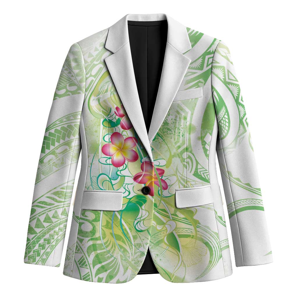 Summer Green Polynesian Jellyfish Blazer Watercolor Glows - Polynesian Pride