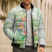 Summer Green Polynesian Jellyfish Bomber Puffer Jacket Watercolor Glows - Polynesian Pride