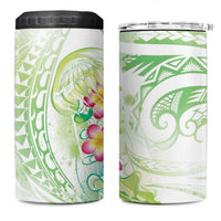Summer Green Polynesian Jellyfish 4 in 1 Can Cooler Tumbler Watercolor Glows - Polynesian Pride