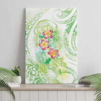 Summer Green Polynesian Jellyfish Canvas Wall Art Watercolor Glows - Polynesian Pride