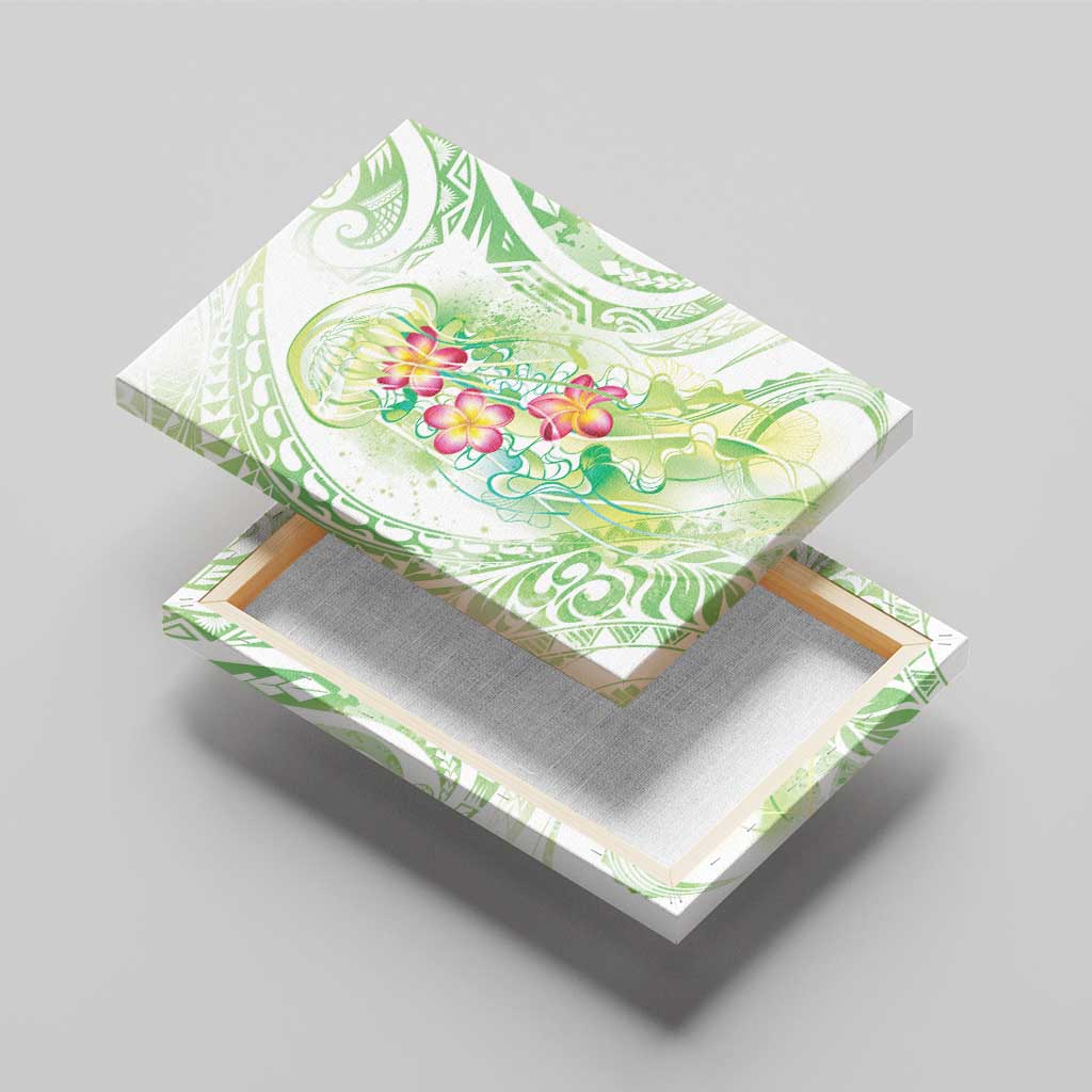 Summer Green Polynesian Jellyfish Canvas Wall Art Watercolor Glows - Polynesian Pride