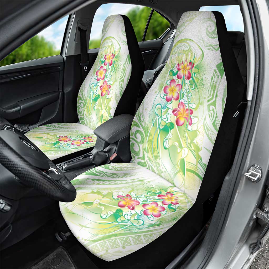 Summer Green Polynesian Jellyfish Car Seat Cover Watercolor Glows - Polynesian Pride