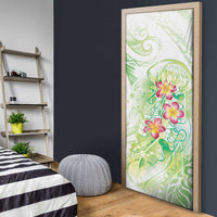 Summer Green Polynesian Jellyfish Door Cover Watercolor Glows - Polynesian Pride