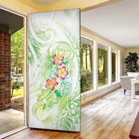Summer Green Polynesian Jellyfish Door Cover Watercolor Glows - Polynesian Pride