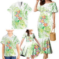 Summer Green Polynesian Jellyfish Family Matching Mermaid Dress and Hawaiian Shirt Watercolor Glows - Polynesian Pride