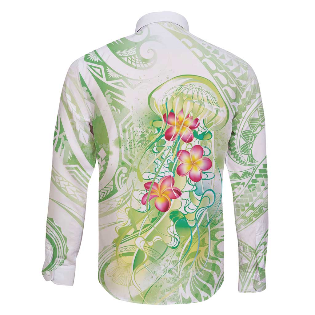 Summer Green Polynesian Jellyfish Family Matching Puletasi and Hawaiian Shirt Watercolor Glows - Polynesian Pride