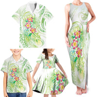Summer Green Polynesian Jellyfish Family Matching Tank Maxi Dress and Hawaiian Shirt Watercolor Glows - Polynesian Pride