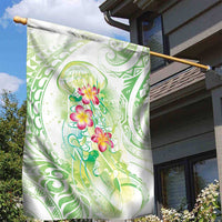 Summer Green Polynesian Jellyfish Garden Flag Watercolor Glows - Polynesian Pride