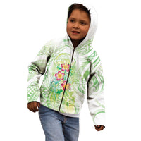 Summer Green Polynesian Jellyfish Kid Hoodie Watercolor Glows - Polynesian Pride