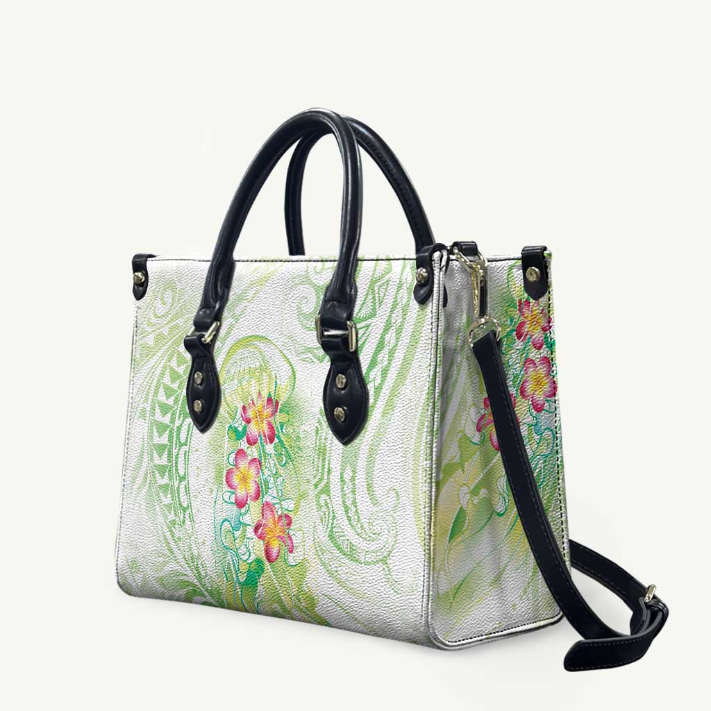 Summer Green Polynesian Jellyfish Leather Bag Watercolor Glows - Polynesian Pride