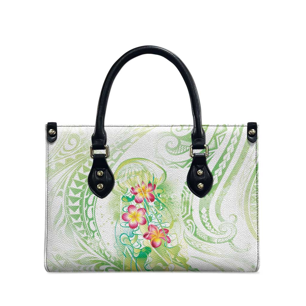 Summer Green Polynesian Jellyfish Leather Bag Watercolor Glows - Polynesian Pride