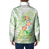 Summer Green Polynesian Jellyfish Padded Jacket Watercolor Glows - Polynesian Pride