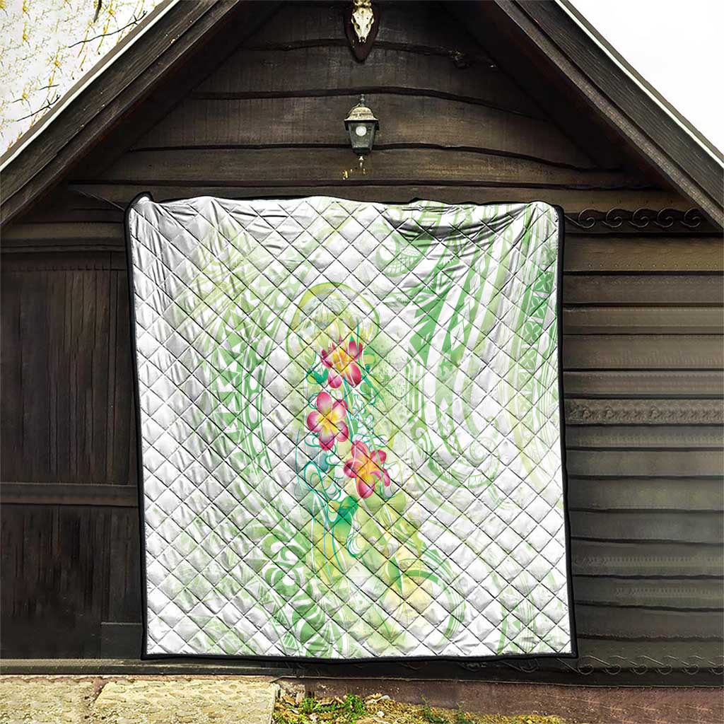Summer Green Polynesian Jellyfish Quilt Watercolor Glows - Polynesian Pride