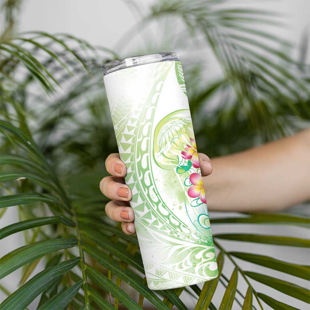 Summer Green Polynesian Jellyfish Skinny Tumbler Watercolor Glows - Polynesian Pride