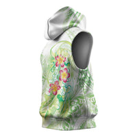Summer Green Polynesian Jellyfish Sleeveless Hoodie Watercolor Glows - Polynesian Pride