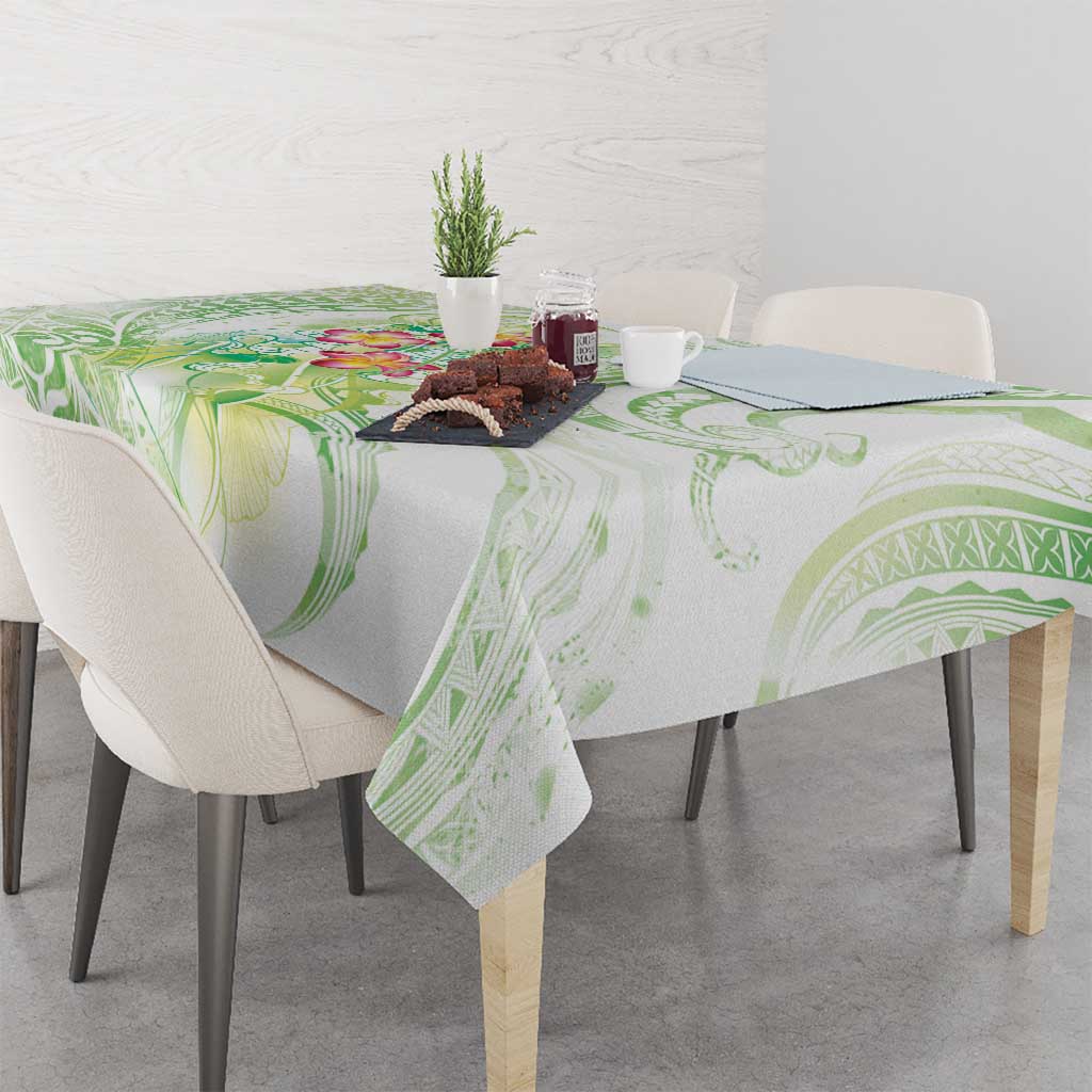 Summer Green Polynesian Jellyfish Tablecloth Watercolor Glows - Polynesian Pride