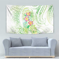 Summer Green Polynesian Jellyfish Tapestry Watercolor Glows - Polynesian Pride