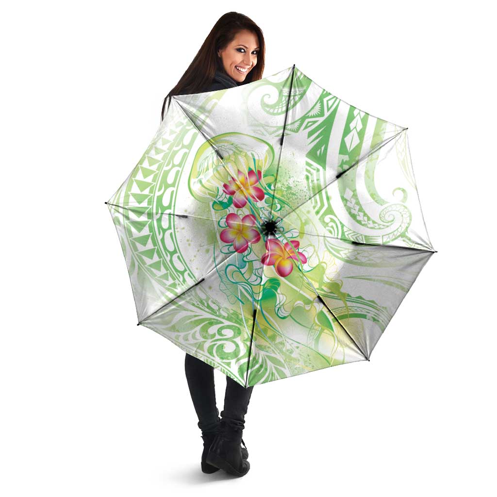 Summer Green Polynesian Jellyfish Umbrella Watercolor Glows - Polynesian Pride