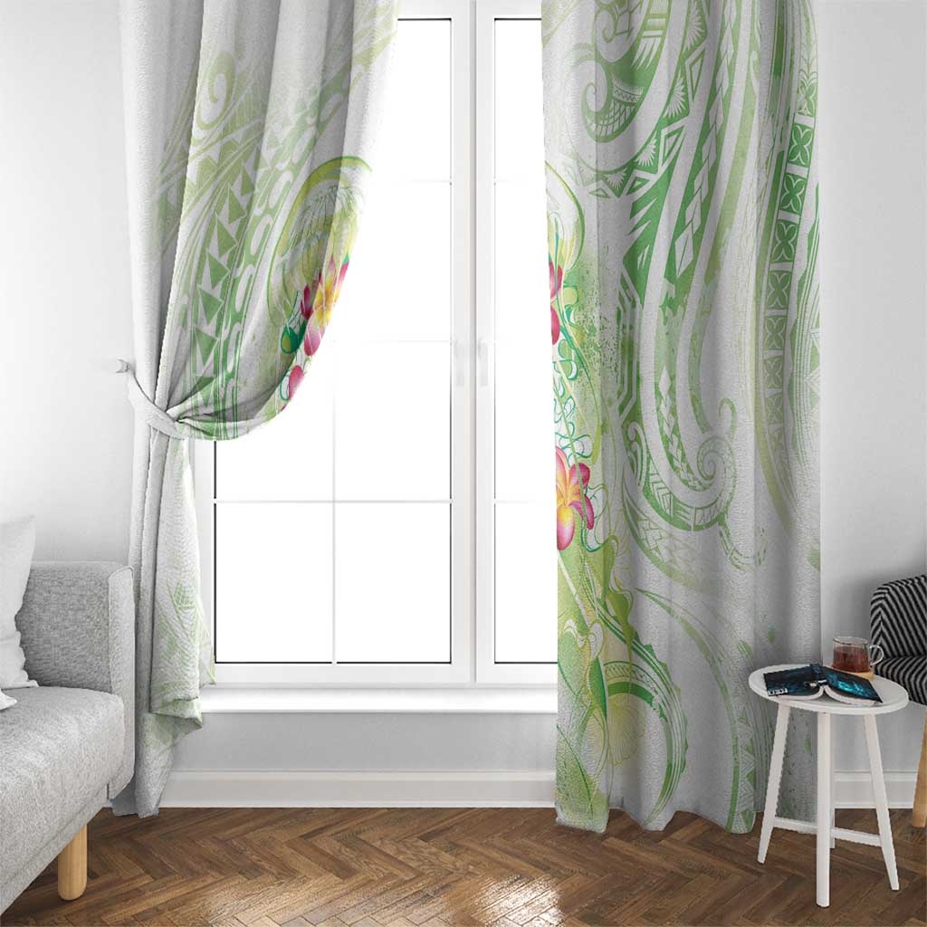 Summer Green Polynesian Jellyfish Window Curtain Watercolor Glows - Polynesian Pride