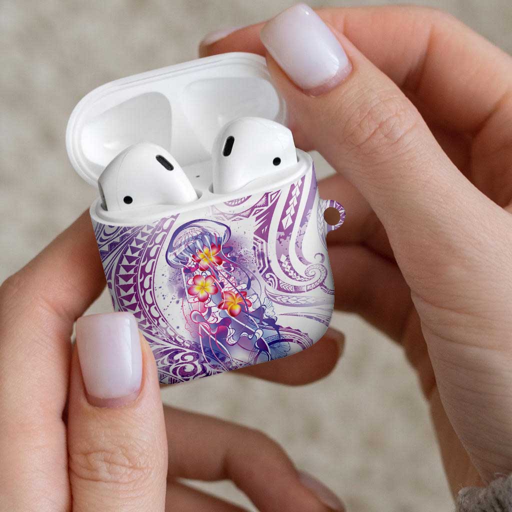 Lavender Polynesian Jellyfish AirPods Case Watercolor Glows - Polynesian Pride