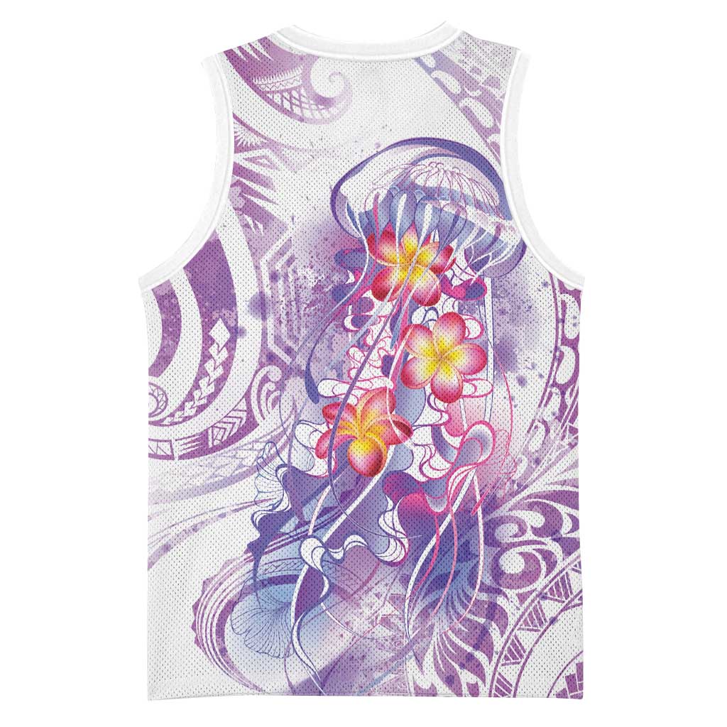 Lavender Polynesian Jellyfish Basketball Jersey Watercolor Glows - Polynesian Pride