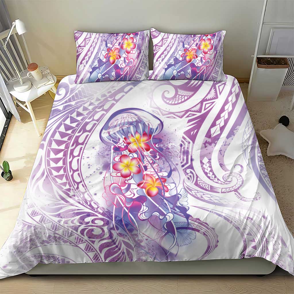 Lavender Polynesian Jellyfish Bedding Set Watercolor Glows - Polynesian Pride