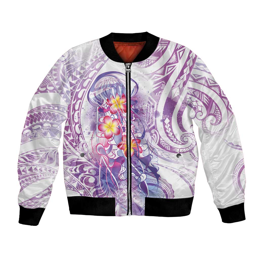 Lavender Polynesian Jellyfish Bomber Jacket Watercolor Glows - Polynesian Pride