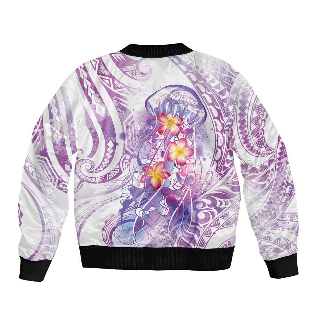 Lavender Polynesian Jellyfish Bomber Jacket Watercolor Glows - Polynesian Pride