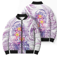 Lavender Polynesian Jellyfish Bomber Puffer Jacket Watercolor Glows - Polynesian Pride